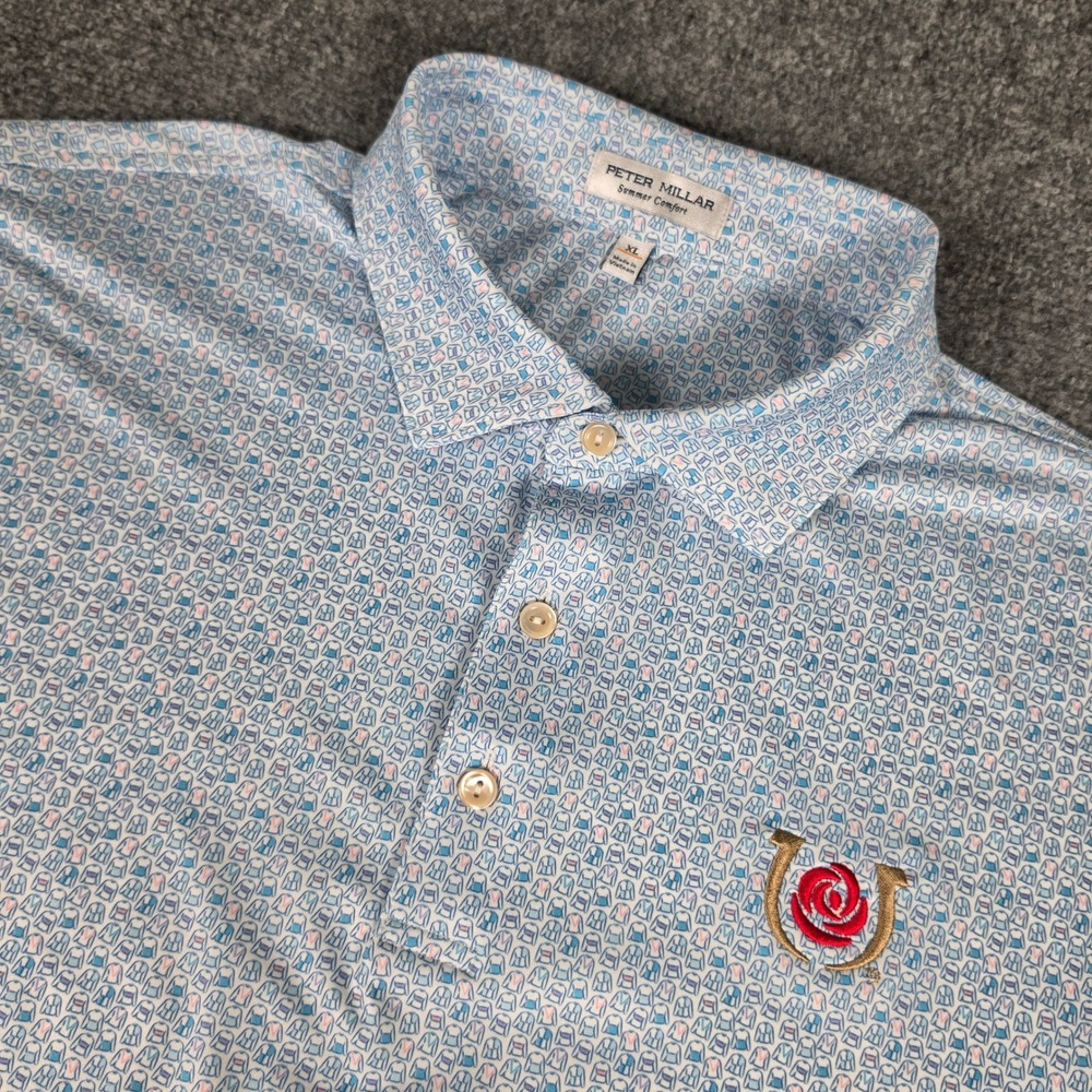 Peter Millar Polo Mens XL Blue Jockey Silks Kentucky Derby MEK0000080